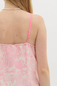Pretty in Pink With Bows Coquette Printed Dress