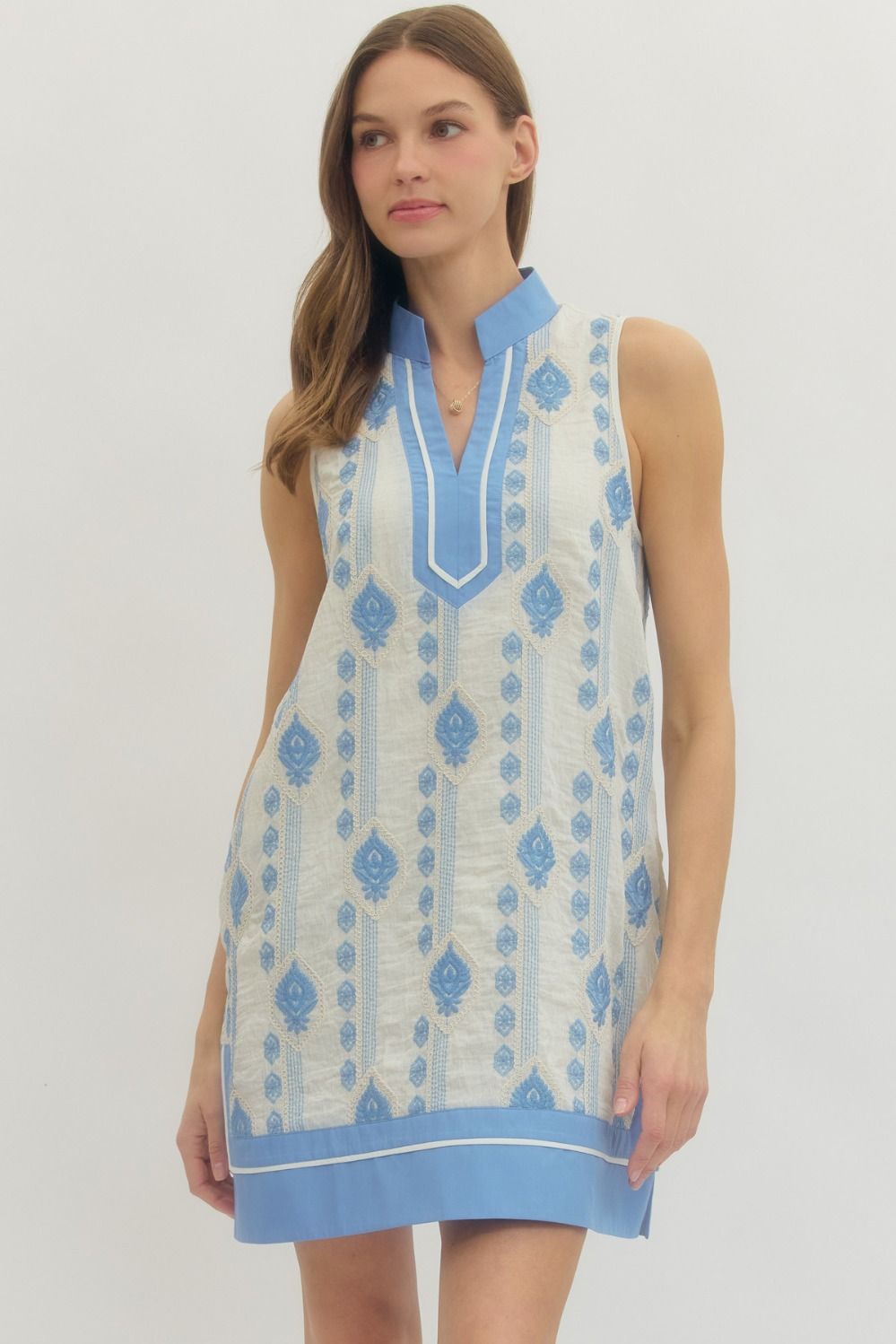 Capri Breeze Embroidered Mini Dress - Chambray