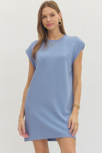 Soft + Simple Cap Sleeve Mini Dress - Blue