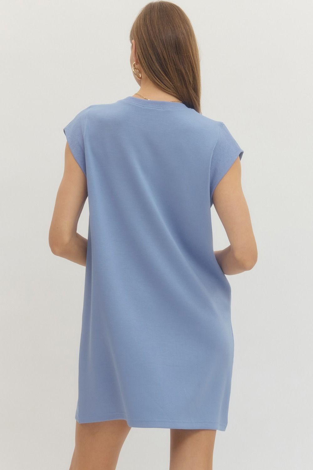 Soft + Simple Cap Sleeve Mini Dress - Blue