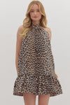 Leopard Gone Rouge Printed Halter Mini Dress