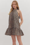 Leopard Gone Rouge Printed Halter Mini Dress