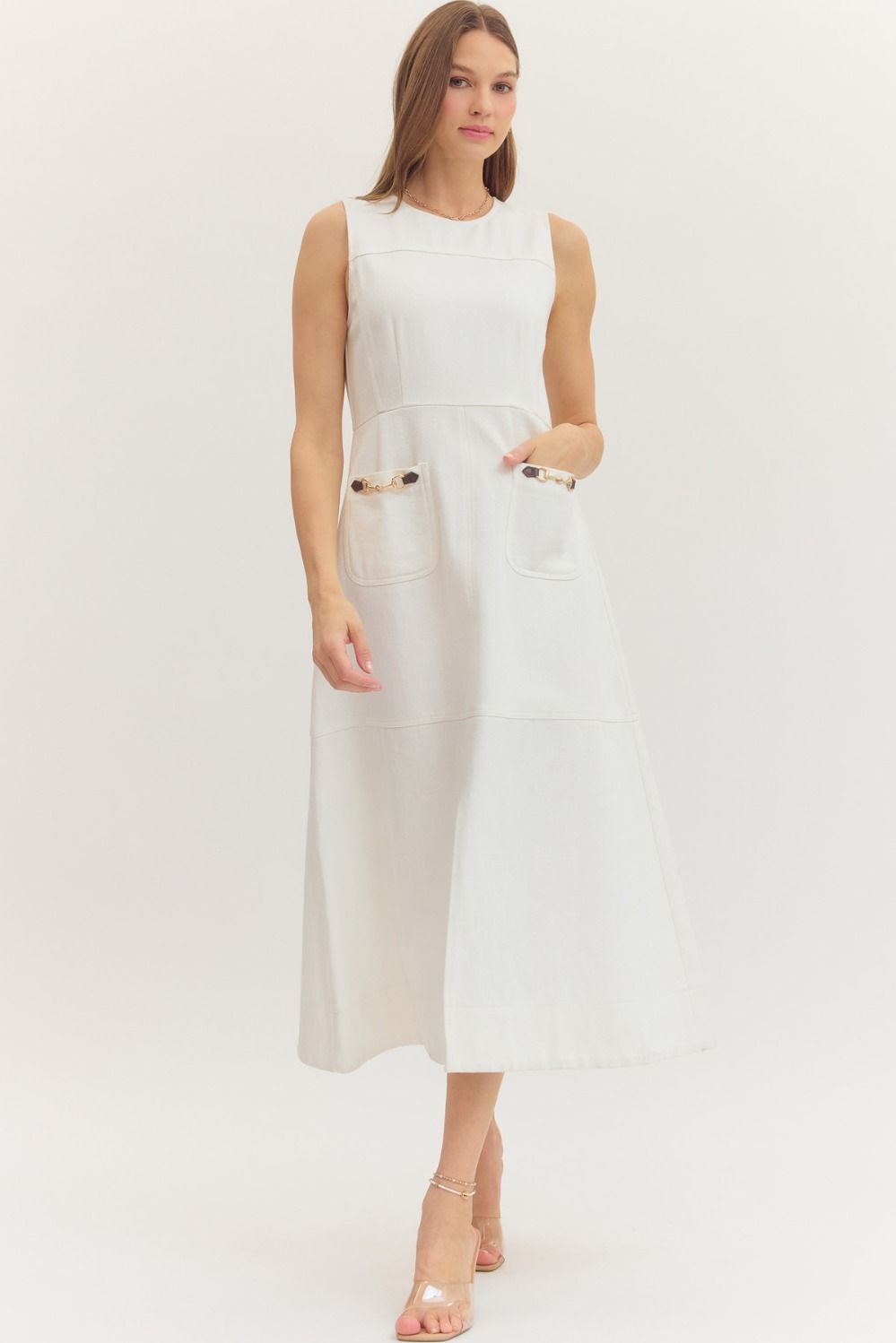 Bit of Legacy Sleeveless Denim Dress - Off White