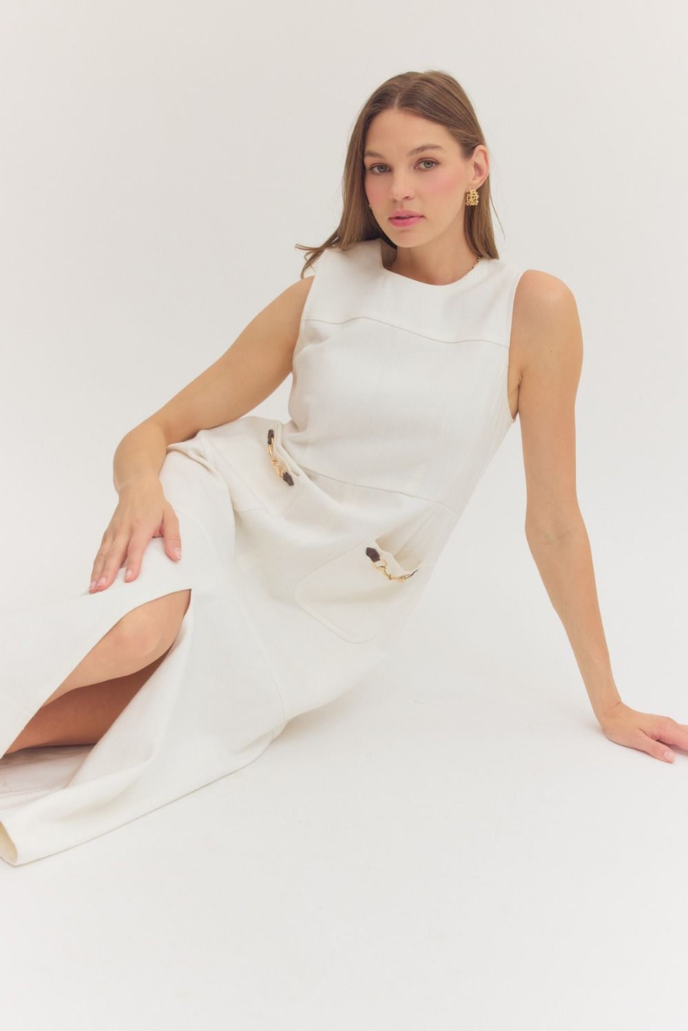 Bit of Legacy Sleeveless Denim Dress - Off White