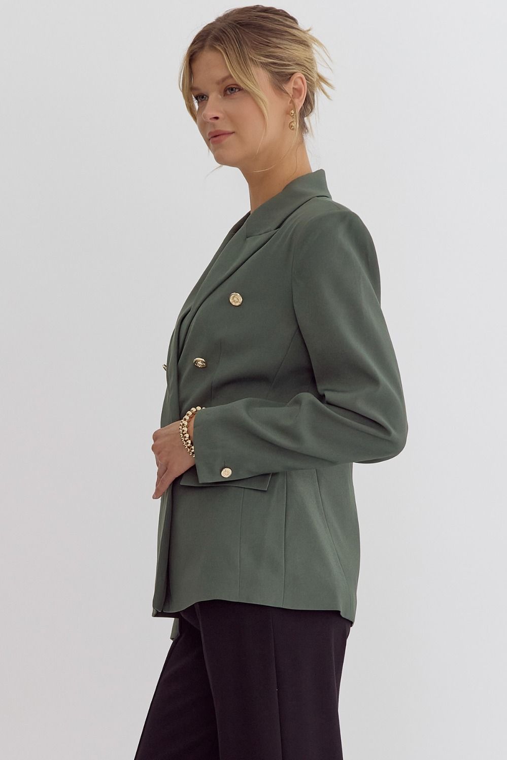 Gilded and Glamorous Gold Button Detailed Blazer