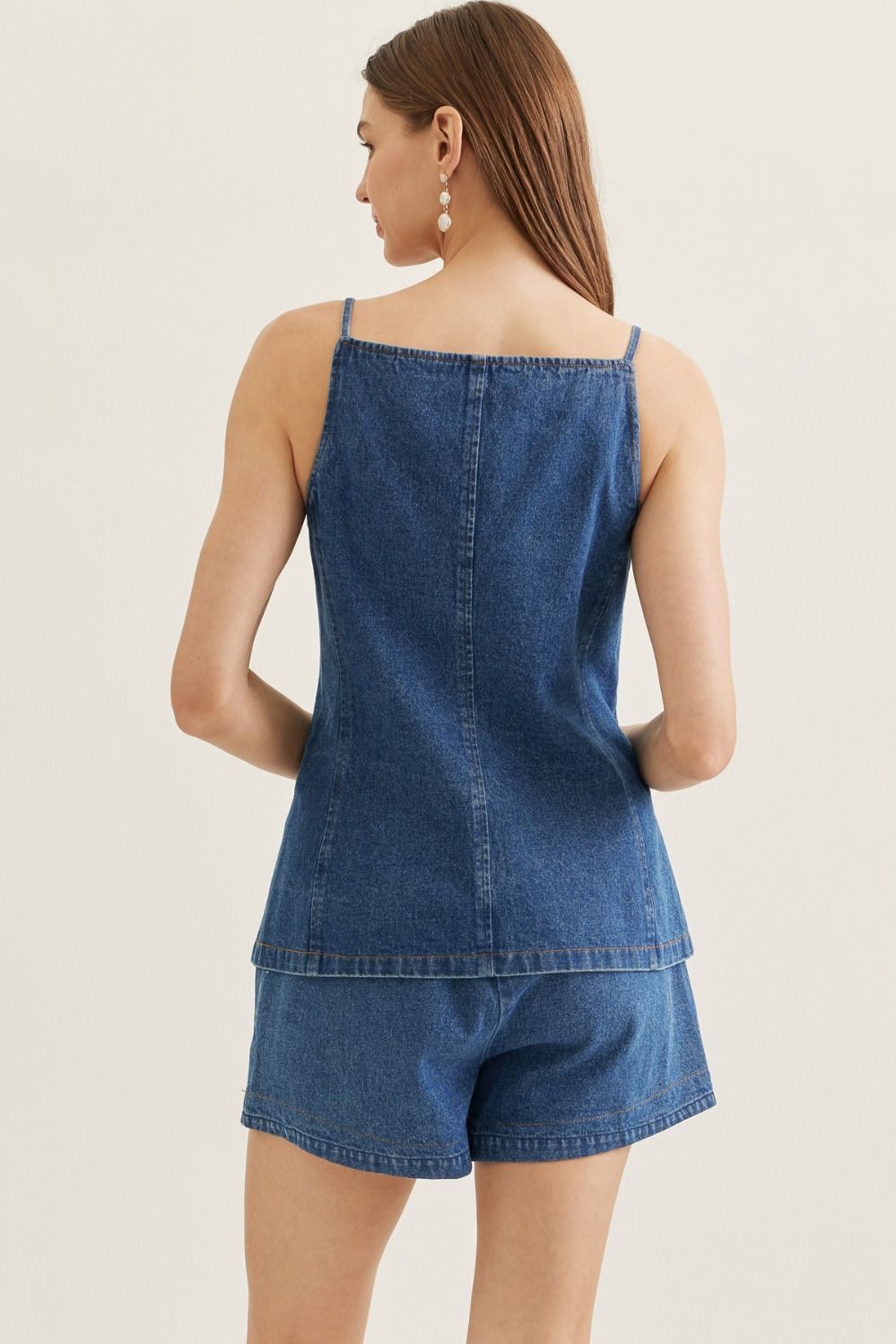 Denim Daydream Sleeveless Button Down Vest - Dark Denim