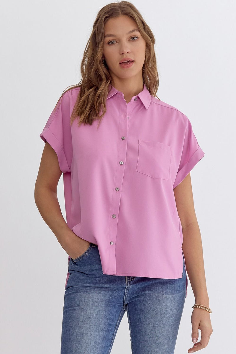 New & Noteworthy Button Up Blouse - Pink