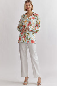 Feminine Flair Floral Button Up Blouse