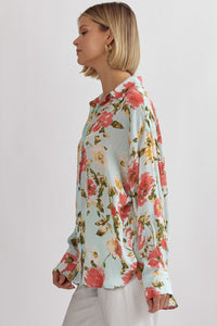 Feminine Flair Floral Button Up Blouse