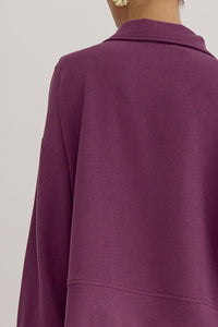 Leisure Meets Luxury Plum Pullover with Gold Detail