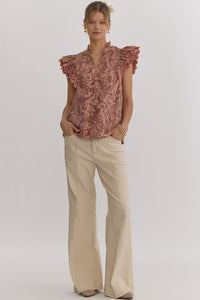 Like Fine Wine Floral Ruffled Blouse