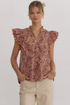 Like Fine Wine Floral Ruffled Blouse