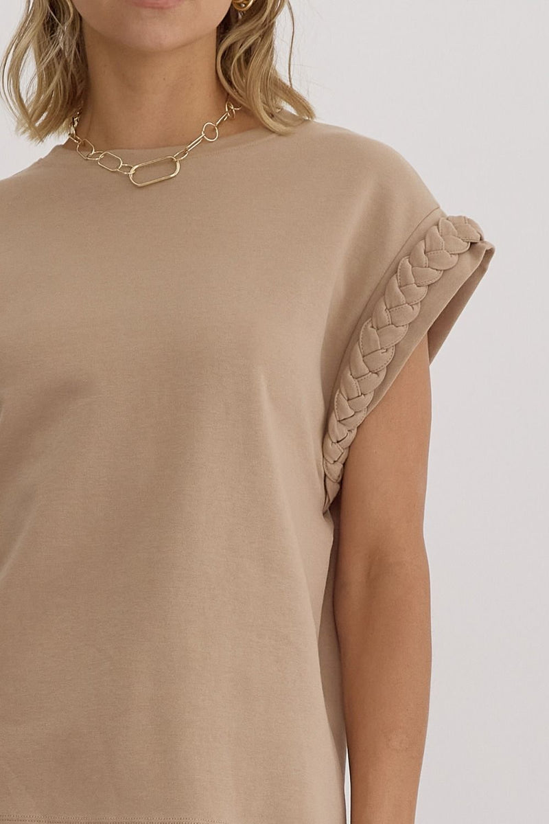 Bellamy Braided Cap Sleeve Top - Taupe