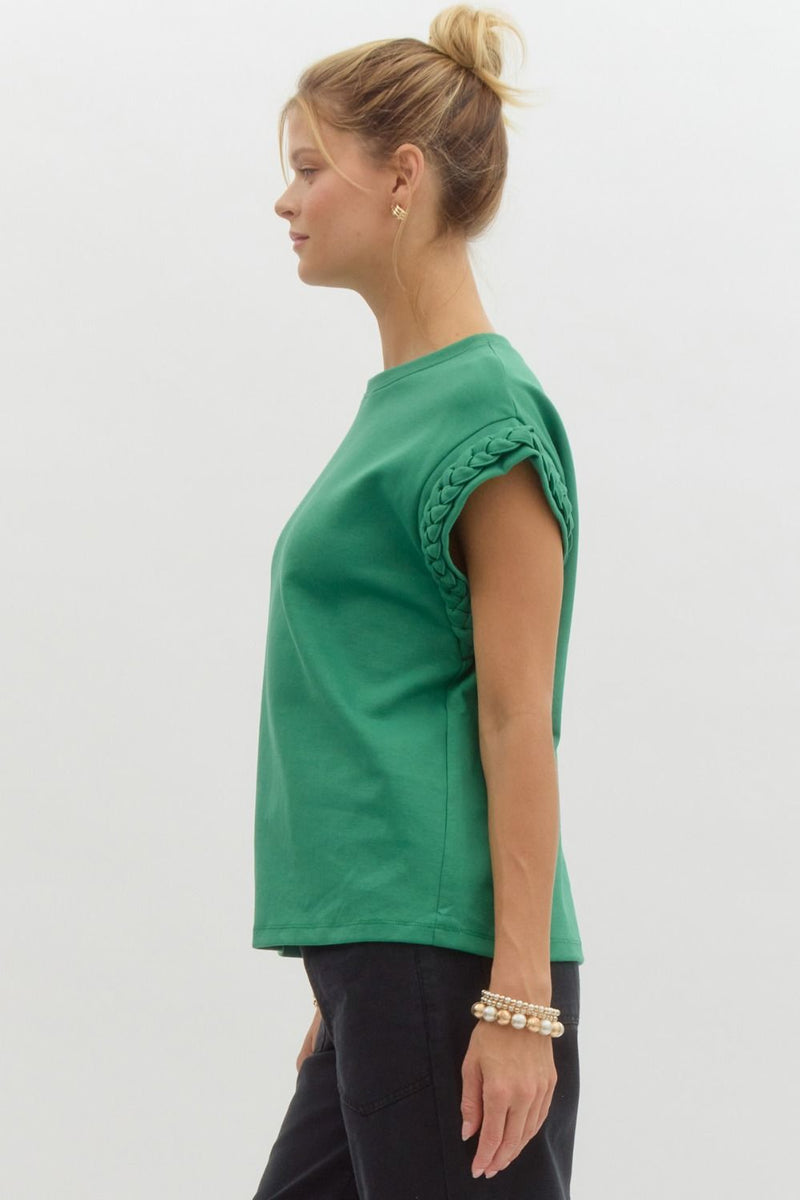 Bellamy Braided Cap Sleeve Top - Kelly Green