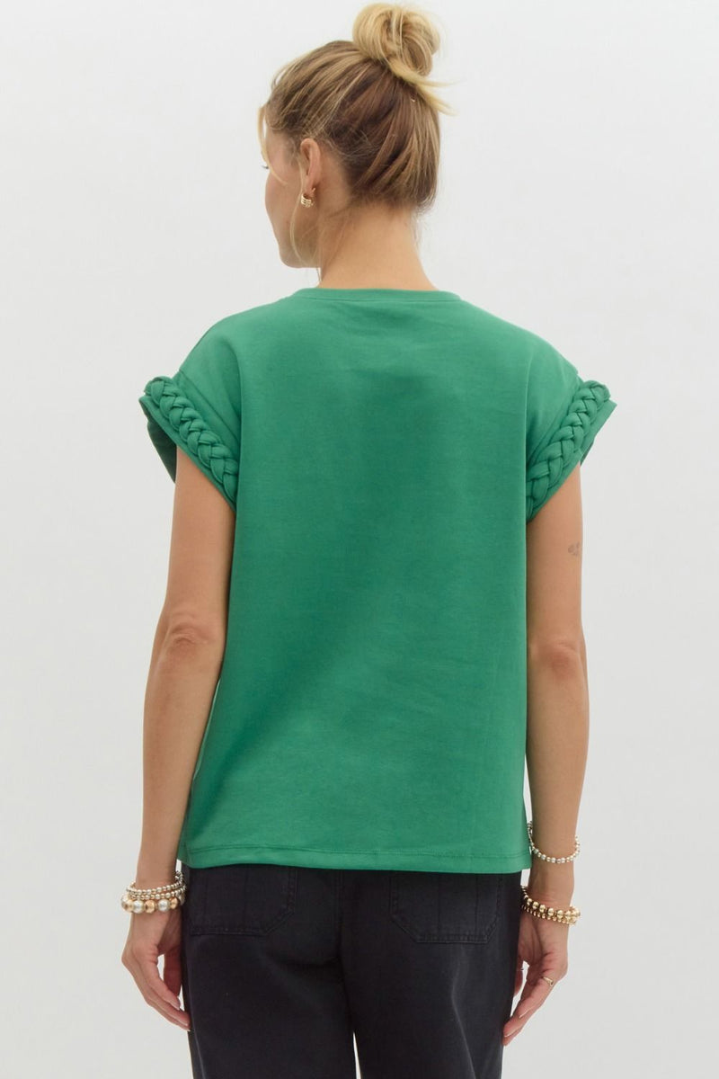 Bellamy Braided Cap Sleeve Top - Kelly Green