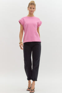 Bellamy Braided Cap Sleeve Top - Pink