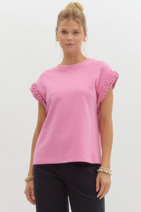 Bellamy Braided Cap Sleeve Top - Pink