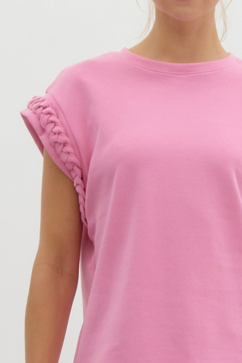 Bellamy Braided Cap Sleeve Top - Pink