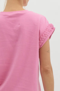 Bellamy Braided Cap Sleeve Top - Pink