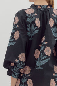Whimsy Petals Floral Printed Detailed Blouse