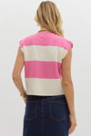 Sierra Striped Cap Sleeve Knit Blouse - Pink