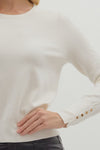 Season Staple Gold Button Detailed Basic Long Sleeve Blouse - Cream
