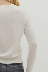 Season Staple Gold Button Detailed Basic Long Sleeve Blouse - Cream