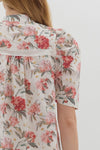 Rose Court Floral & Lace Pleated Puff Sleeve Blouse