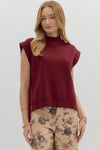 Cabernet & Cashmere Knit Everyday Hi-Low Blouse - Burgundy