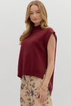 Cabernet & Cashmere Knit Everyday Hi-Low Blouse - Burgundy