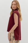 Cabernet & Cashmere Knit Everyday Hi-Low Blouse - Burgundy