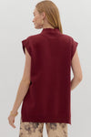 Cabernet & Cashmere Knit Everyday Hi-Low Blouse - Burgundy