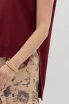 Cabernet & Cashmere Knit Everyday Hi-Low Blouse - Burgundy