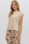 Cabernet & Cashmere Knit Everyday Hi-Low Blouse - Cream