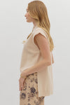 Cabernet & Cashmere Knit Everyday Hi-Low Blouse - Cream
