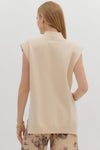 Cabernet & Cashmere Knit Everyday Hi-Low Blouse - Cream