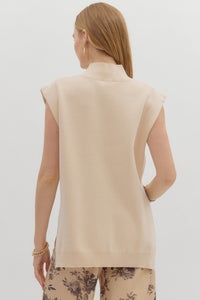 Cabernet & Cashmere Knit Everyday Hi-Low Blouse - Cream