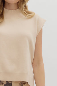 Cabernet & Cashmere Knit Everyday Hi-Low Blouse - Cream