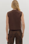 Elegant Espresso Gold Buttoned Knit Chocolate Vest