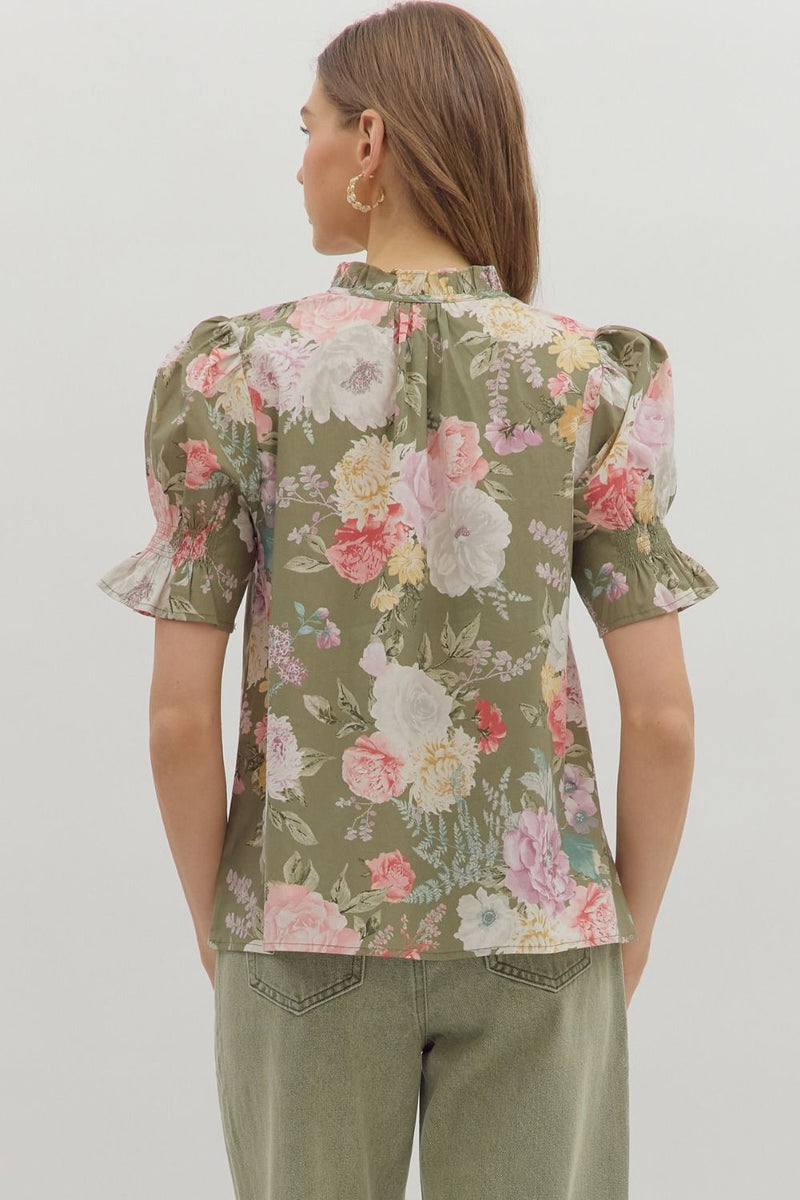 Garden Gala Floral Puff Sleeve Blouse