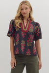 Sonnet Blooms Floral Printed Blouse - Black