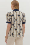 Adorned In Abstract Embroidery Patterned Printed Blouse