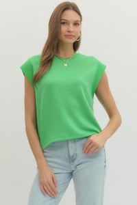 Casually Cool Cap Sleeve Everyday Staple Blouse in Kelly Green