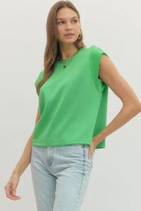 Casually Cool Cap Sleeve Everyday Staple Blouse in Kelly Green
