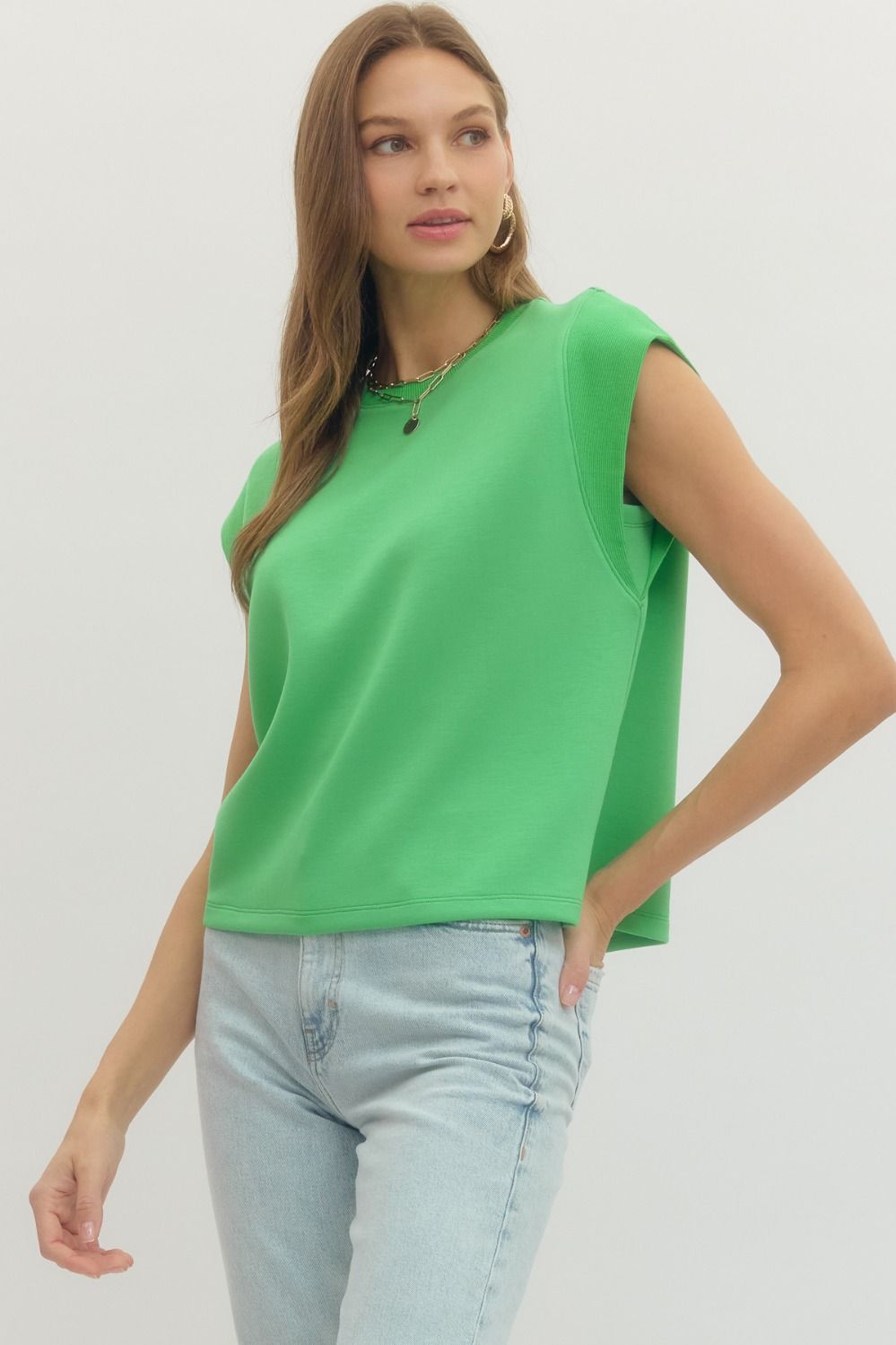 Casually Cool Cap Sleeve Everyday Staple Blouse in Kelly Green