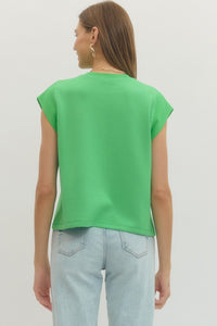 Casually Cool Cap Sleeve Everyday Staple Blouse in Kelly Green