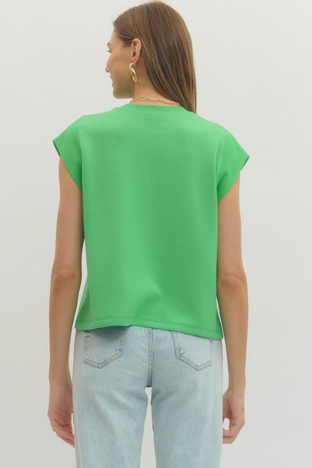 Casually Cool Cap Sleeve Everyday Staple Blouse in Kelly Green