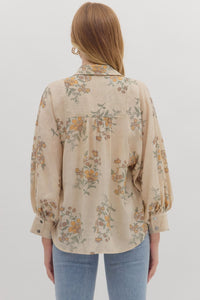 Marigold Muse Floral Printed Button-Up Blouse