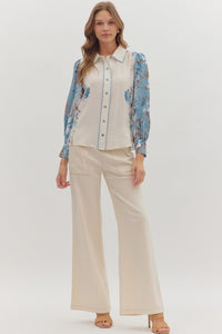 Fading Into Fall Florals Printed Detailed Button Up Blouse