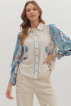Fading Into Fall Florals Printed Detailed Button Up Blouse